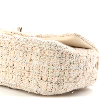 Tweed Quilted Mini Rectangular Flap Off White