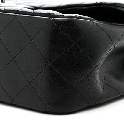 Lambskin Quilted Jumbo Double Flap Black