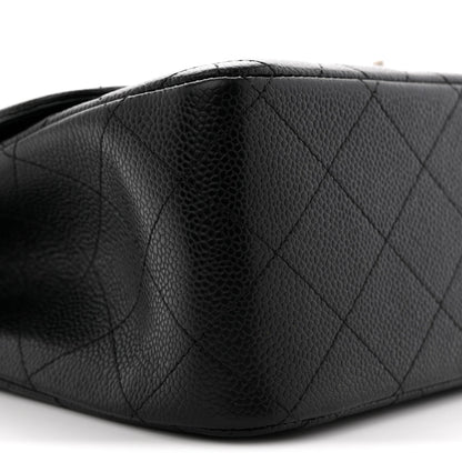 Caviar Quilted Jumbo Double Flap Black