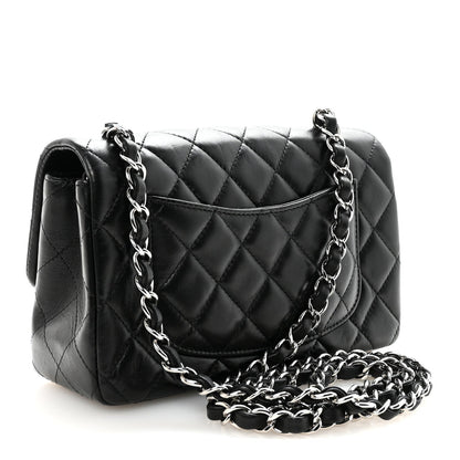 Lambskin Quilted Mini Rectangular Flap Black