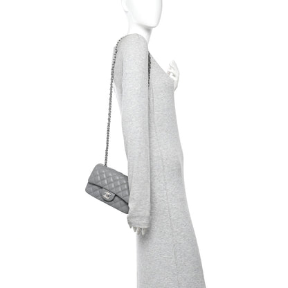 Caviar Quilted Mini Rectangular Flap Grey
