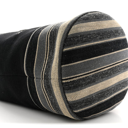 Striped Canvas Deauville Drawstring Backpack Black