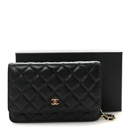 Caviar Quilted Wallet On Chain WOC Black