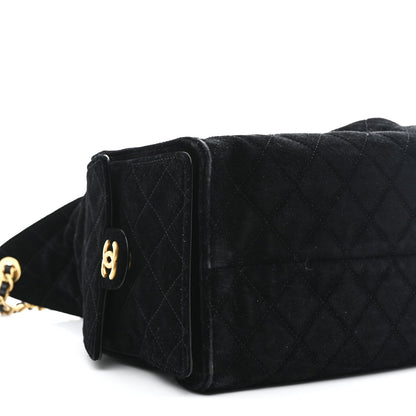 Suede Quilted Medium Chanel 25 Handbag Black