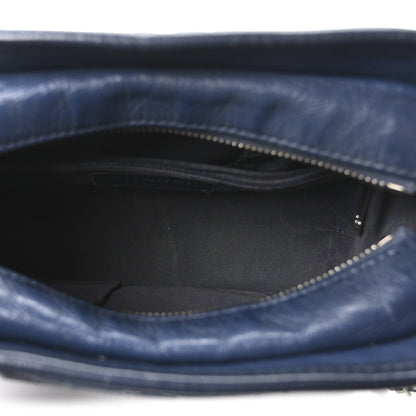 Aged Calfskin Quilted Small Gabrielle Hobo Navy