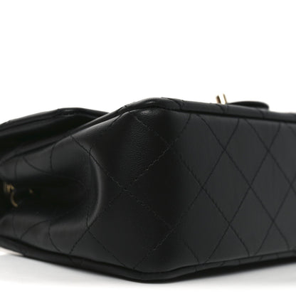 Lambskin Quilted Mini Rectangular Flap Black