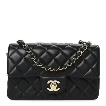 Lambskin Quilted Mini Rectangular Flap Black