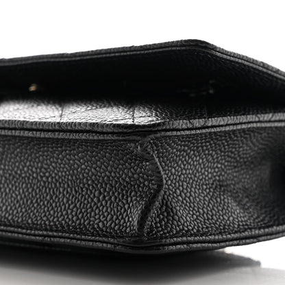Caviar Quilted Wallet on Chain WOC Black