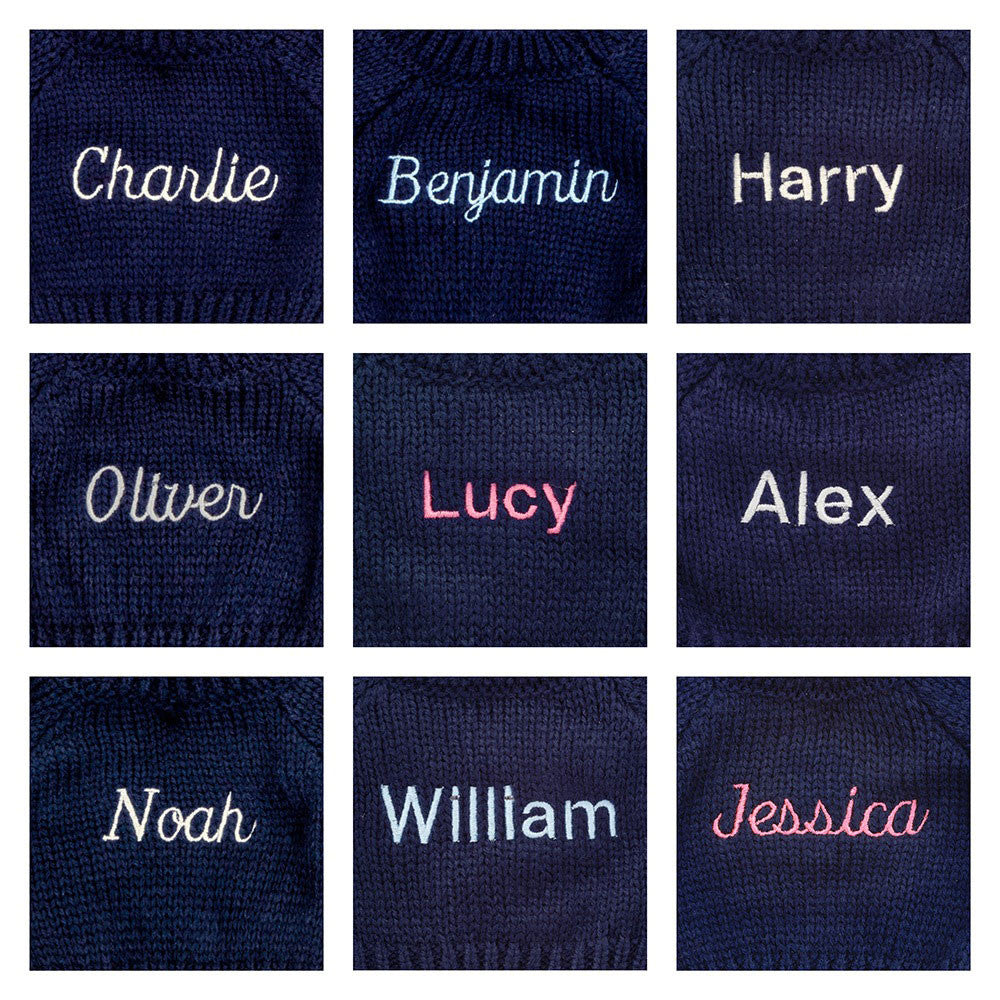 Bashful Black & Cream Puppy with Personalized Navy Jumper