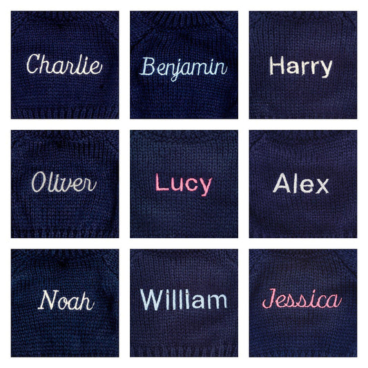 Bashful Cream Bunny with Personalized Navy Jumper