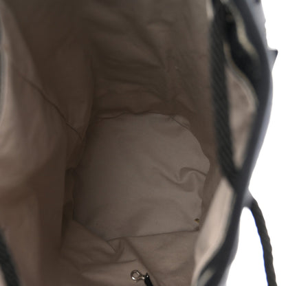 Striped Canvas Deauville Drawstring Backpack Black