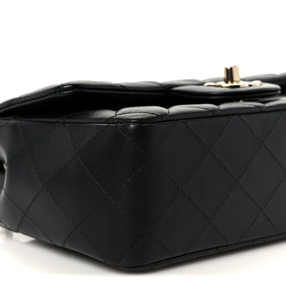 Lambskin Quilted Mini Rectangular Flap Black
