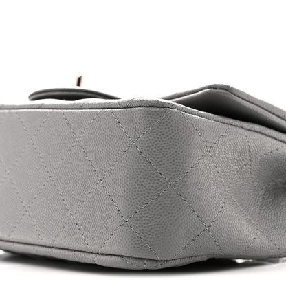 Caviar Quilted Mini Rectangular Flap Grey