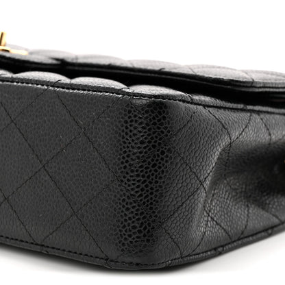 Caviar Quilted Medium Double Flap Black