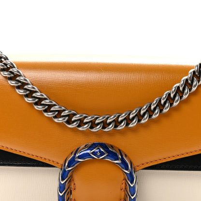 Azalea Calfskin Enamel Tri-Color Small Dionysus Shoulder Bag Mystic White Sun Oil Black Electric Blue
