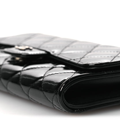 Patent Quilted Wallet On Removable Chain WOC Black