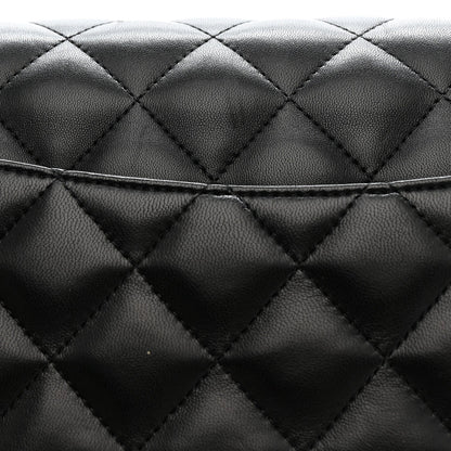 Lambskin Quilted Jumbo Double Flap Black