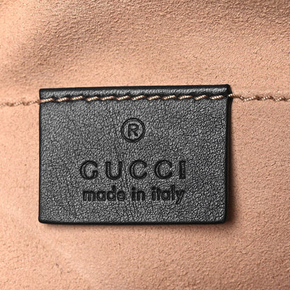 Calfskin Matelasse GucciGhost Small GG Marmont Chain Shoulder Bag  Black Hibiscus Red