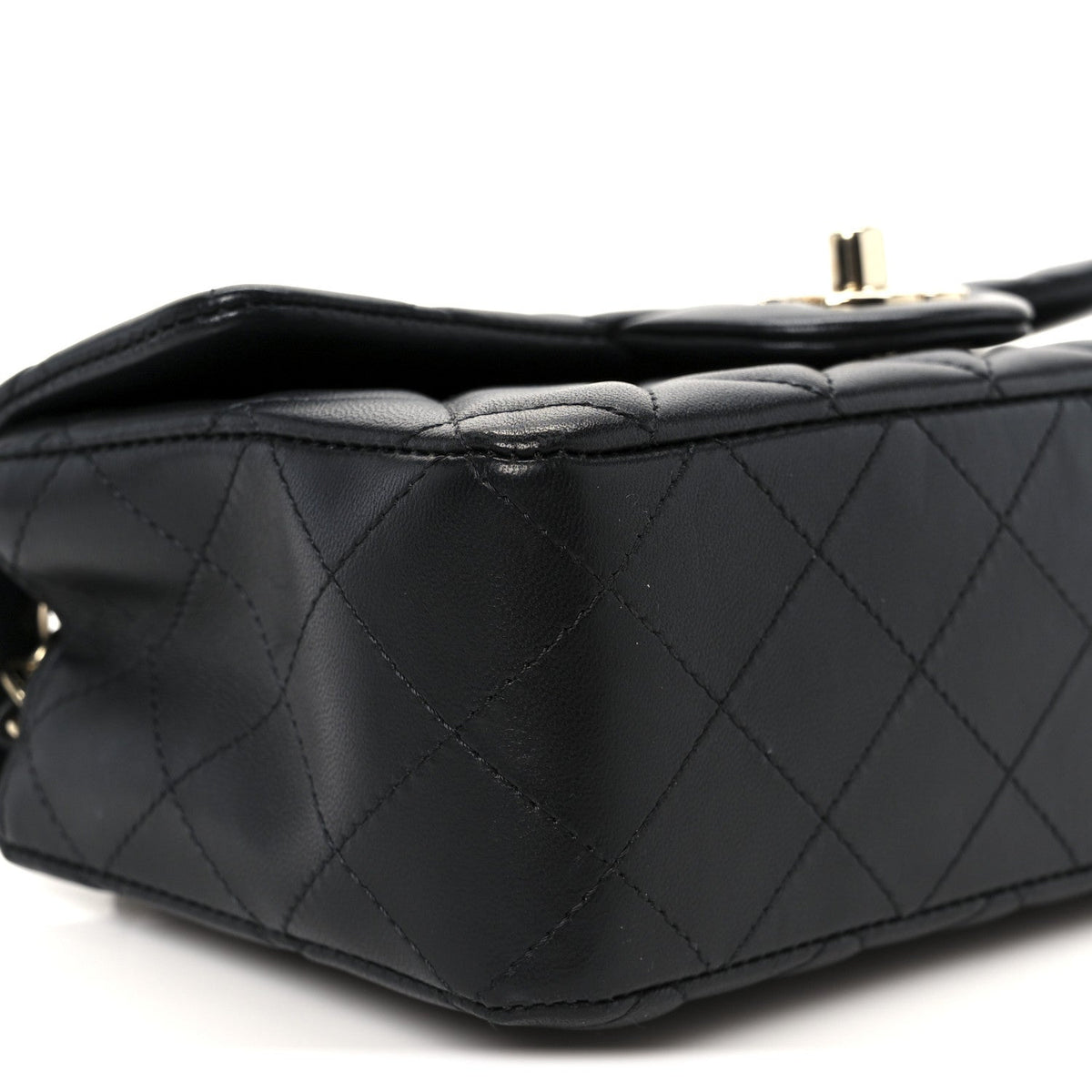 Lambskin Quilted Mini Rectangular Flap Black