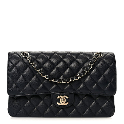 Caviar Quilted Medium Double Flap Navy