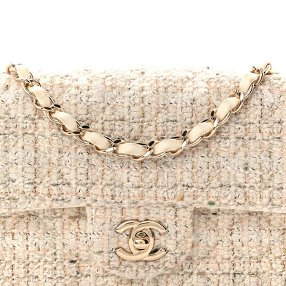 Tweed Quilted Mini Rectangular Flap Off White