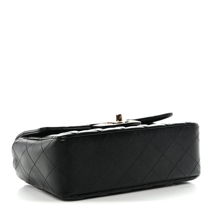 Lambskin Quilted Mini Rectangular Flap Black