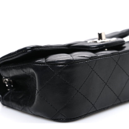 Lambskin Quilted Extra Mini Rectangular Flap Black