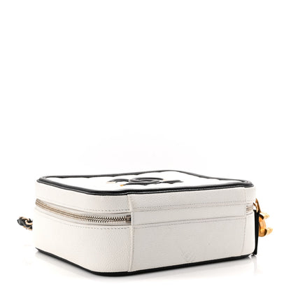 Caviar Quilted Medium CC Filigree Vanity Case White Black