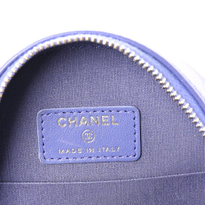 Lambskin Quilted Chanel 19 Round Clutch With Chain Purple