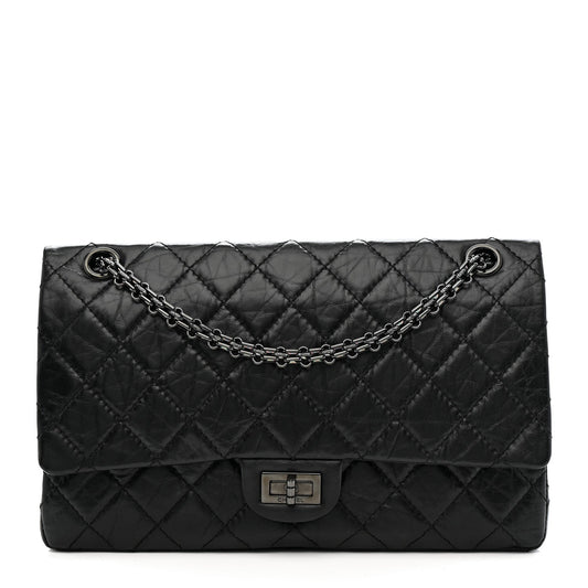 Aged Calfskin Quilted 2.55 Reissue 226 Flap So Black