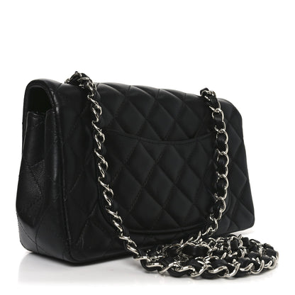 Lambskin Quilted Mini Rectangular Flap Black