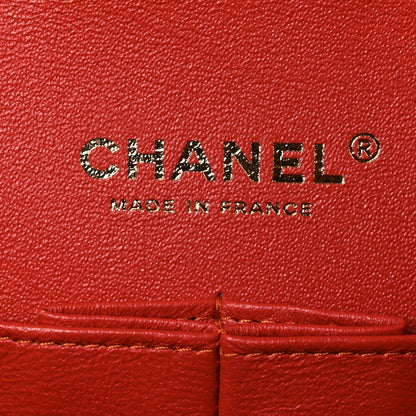 Caviar Quilted Medium Double Flap Light Red