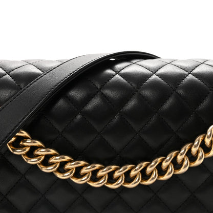 Lambskin Quilted New Medium Boy Flap Black