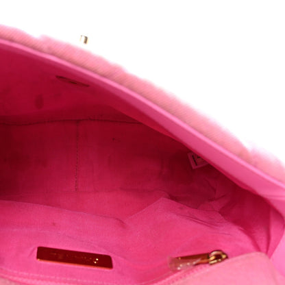 Denim Quilted Medium Chanel 19 Flap Neon Pink