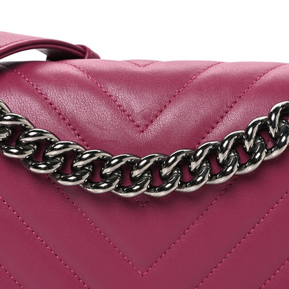 Lambskin Chevron Quilted Medium Boy Flap Dark Pink