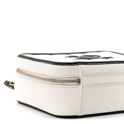 Caviar Quilted Medium CC Filigree Vanity Case White Black