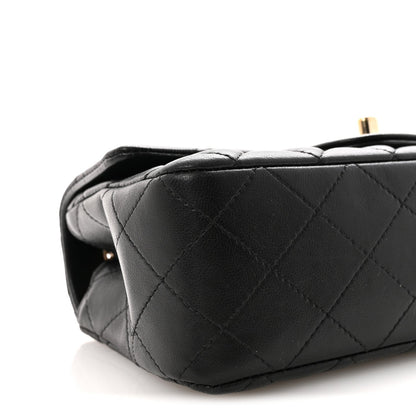 Lambskin Quilted Mini Rectangular Flap Black