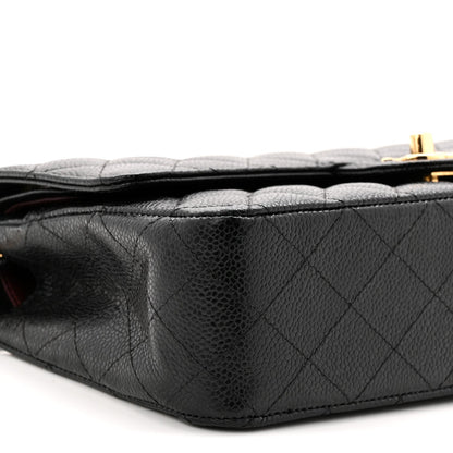 Caviar Quilted Medium Double Flap Black
