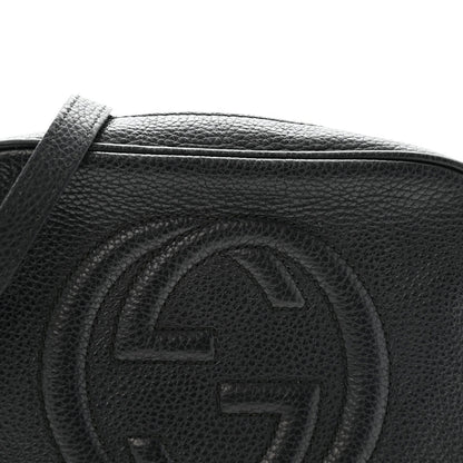 Pebbled Calfskin Small Soho Disco Bag Black