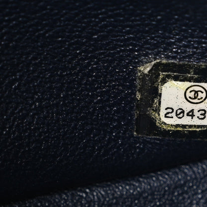 Lambskin Quilted Jumbo Double Flap Navy