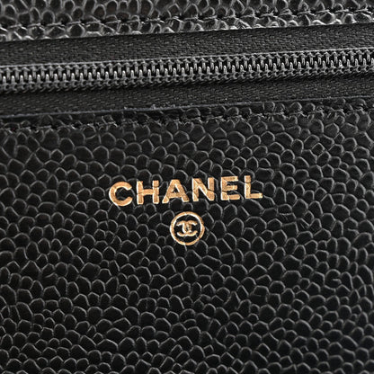 Caviar Quilted Wallet on Chain WOC Black