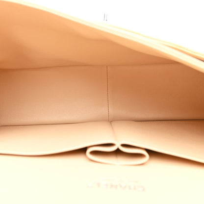 Caviar Quilted Jumbo Double Flap Beige Clair