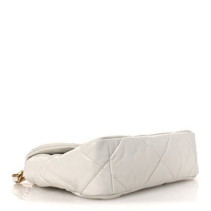 Goatskin Quilted Medium Chanel 19 Flap White