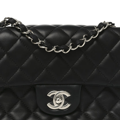 Lambskin Quilted Mini Rectangular Flap Black