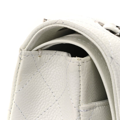 Caviar Quilted Medium Double Flap White