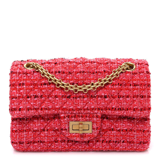 Tweed Quilted Mini 2.55 Reissue Flap Red Ecru Black