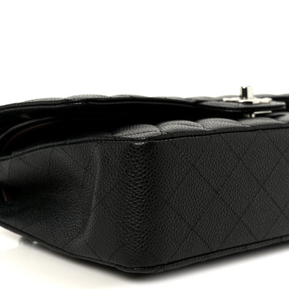 Caviar Quilted Medium Double Flap Black