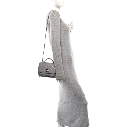 Caviar Quilted Small Business Affinity Flap Grey