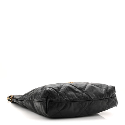 Shiny Calfskin Quilted Small Chanel 22 Black