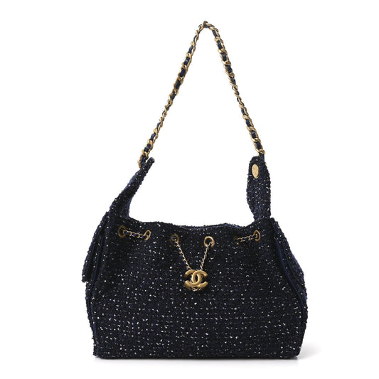 Tweed Quilted Small Chanel 25 Handbag Blue